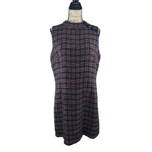 Monsoon Felissa Tweed style Sleeveless high neck faux button pencil dress US 12
